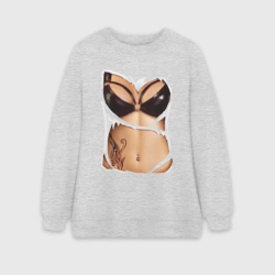 Женский свитшот oversize без начеса хлопок Кожаный бюст