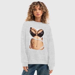 Женский свитшот oversize без начеса хлопок Кожаный бюст - фото 2