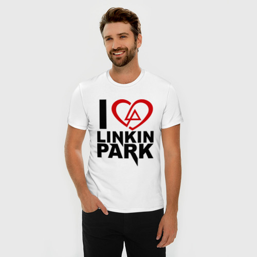 Мужская футболка хлопок Slim I love Linkin Park, цвет белый - фото 3