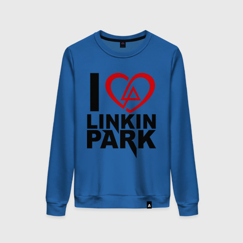 Женский свитшот хлопок I love Linkin Park, цвет синий