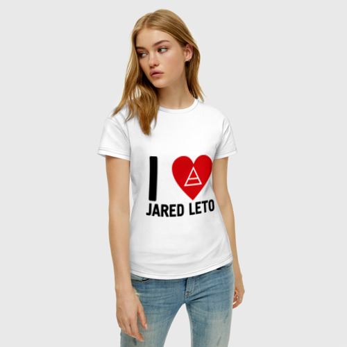 Женская футболка хлопок I love Jared Leto, цвет белый - фото 3