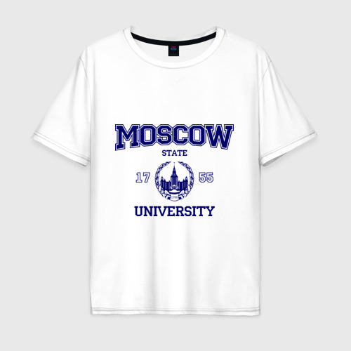 Мужская футболка хлопок Oversize MGU Moscow University, цвет белый