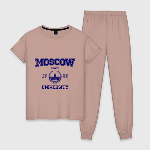 Женская пижама хлопок MGU Moscow University, цвет пыльно-розовый