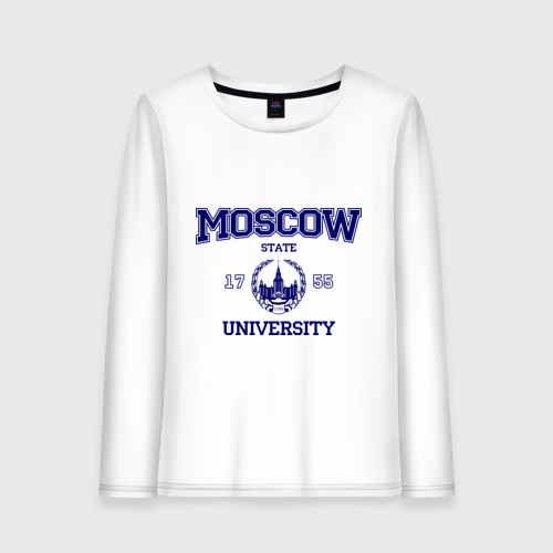 Женский лонгслив хлопок MGU Moscow University, цвет белый