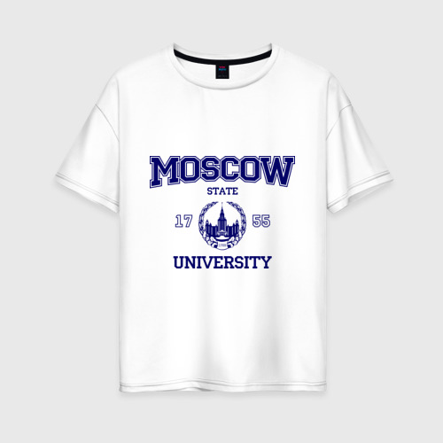 Женская футболка хлопок Oversize MGU Moscow University, цвет белый