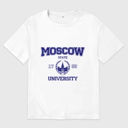 Женская футболка хлопок Oversize MGU Moscow University