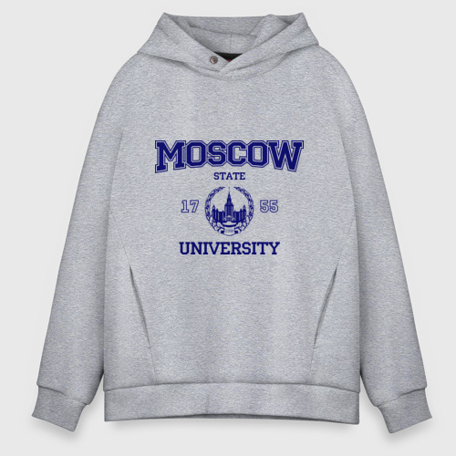 Мужское худи Oversize хлопок MGU Moscow University, цвет меланж