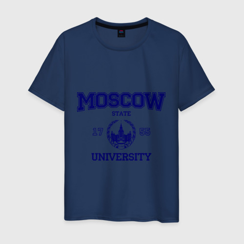 Мужская футболка хлопок MGU Moscow University, цвет темно-синий