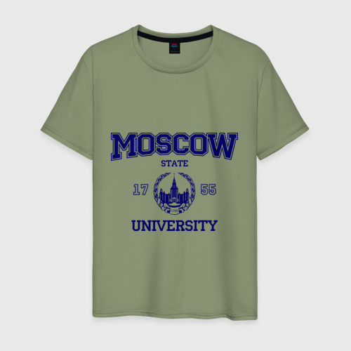 Мужская футболка хлопок MGU Moscow University, цвет авокадо