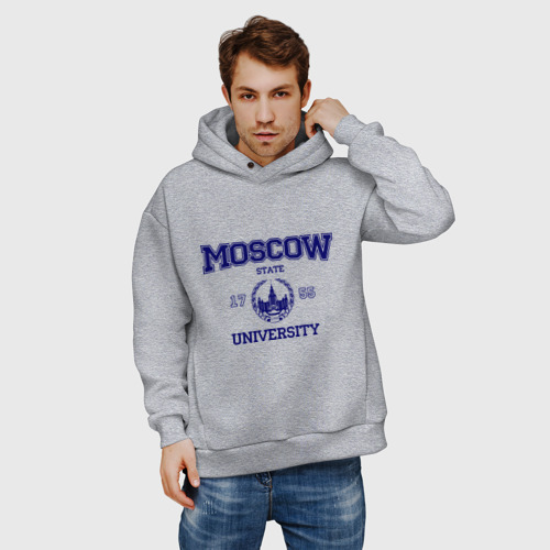 Мужское худи Oversize хлопок MGU Moscow University, цвет меланж - фото 3