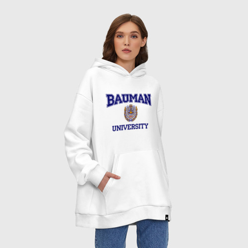 Худи SuperOversize хлопок Bauman University, цвет белый - фото 4