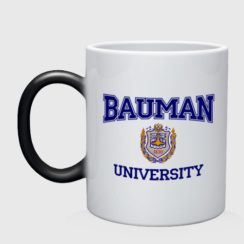 Кружка хамелеон Bauman University, цвет белый + черный