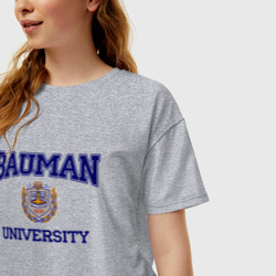 Женская футболка хлопок Oversize Bauman University - фото 2