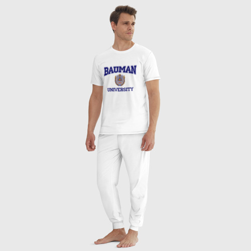 Мужская пижама хлопок Bauman University, цвет белый - фото 5