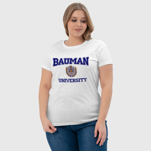 Женская футболка хлопок Bauman University, цвет белый - фото 6