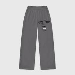 Женские брюки oversize без начеса хлопок Гримаса лицо в стиле аниме мем