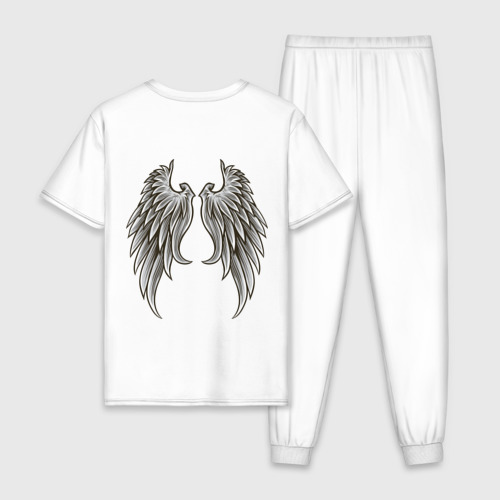 Мужская пижама хлопок Мы ангелы (м), цвет белый - фото 2