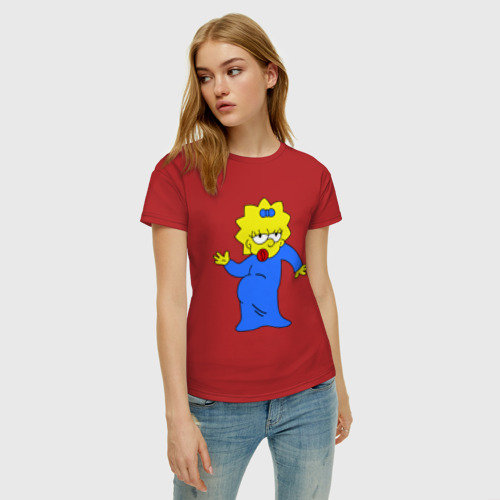 Женская футболка хлопок Мэгги танцует, цвет красный - фото 3