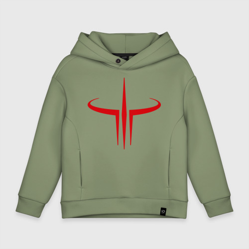 Детское худи Oversize хлопок Quake logo, цвет авокадо