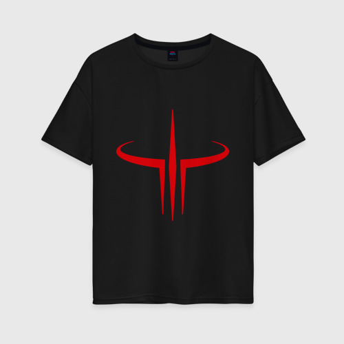 Женская футболка хлопок Oversize Quake logo, цвет черный