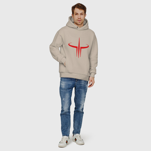 Мужское худи Oversize хлопок Quake logo, цвет миндальный - фото 6