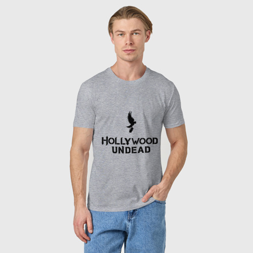 Мужская футболка хлопок Hollywood Undead logo, цвет меланж - фото 3