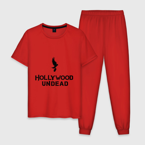 Мужская пижама хлопок Hollywood Undead logo, цвет красный