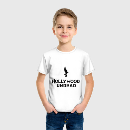 Детская футболка хлопок Hollywood Undead logo, цвет белый - фото 3