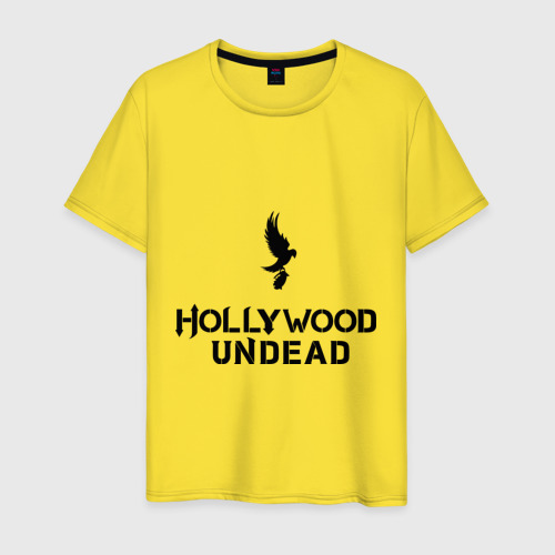 Мужская футболка хлопок Hollywood Undead logo, цвет желтый