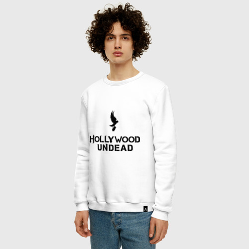 Мужской свитшот хлопок Hollywood Undead logo, цвет белый - фото 3