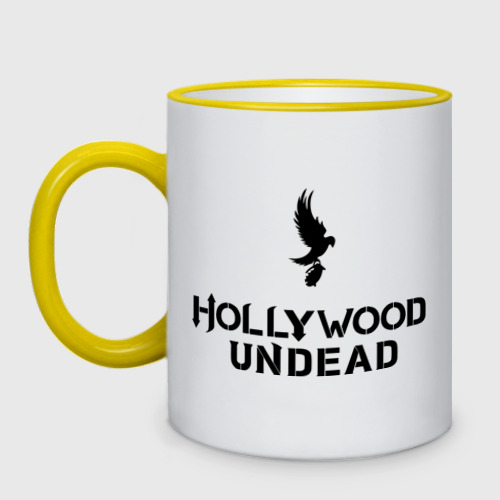 Кружка двухцветная Hollywood Undead logo, цвет Кант желтый