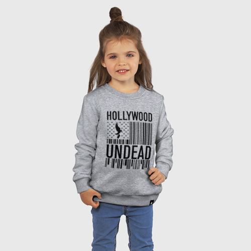 Детский свитшот хлопок Hollywood Undead flag, цвет меланж - фото 3