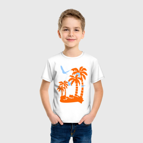 Детская футболка хлопок Palms, цвет белый - фото 3