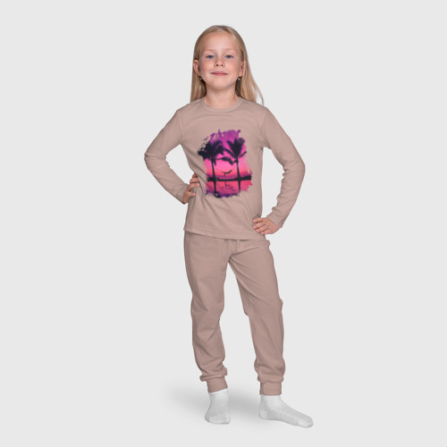 Детская пижама с лонгсливом хлопок Palm Relax, цвет пыльно-розовый - фото 7