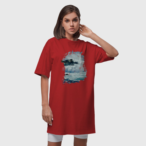 Платье-футболка хлопок Seaside, цвет красный - фото 5