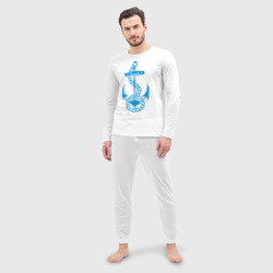Мужская пижама с лонгсливом хлопок Blue anchor - фото 2