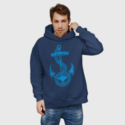 Мужское худи Oversize хлопок Blue anchor - фото 2