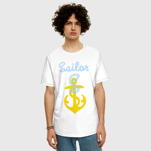 Мужская футболка хлопок Oversize Sailor, цвет белый - фото 3