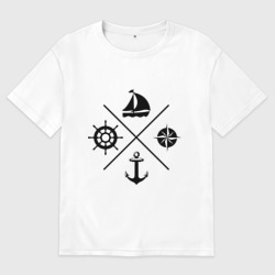 Женская футболка хлопок Oversize Sailor theme