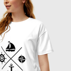 Женская футболка хлопок Oversize Sailor theme - фото 2