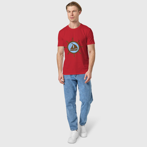 Мужская футболка хлопок Wheel, цвет красный - фото 5