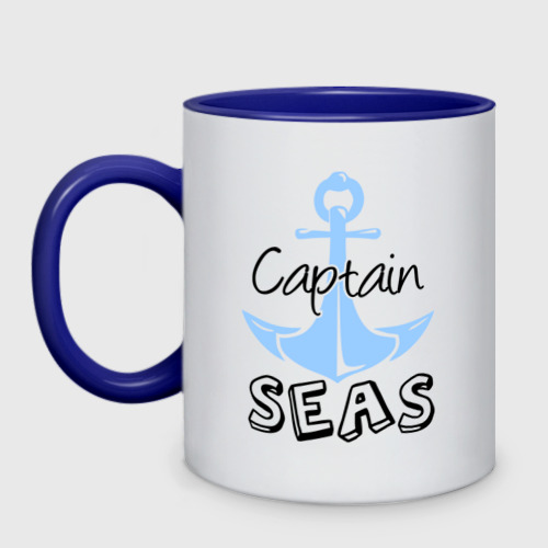 Кружка двухцветная Captain seas, цвет белый + синий