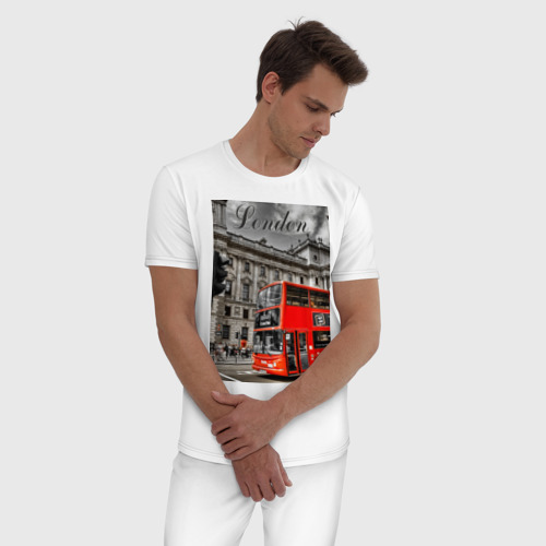 Мужская пижама хлопок Улицы Лондона, цвет белый - фото 3