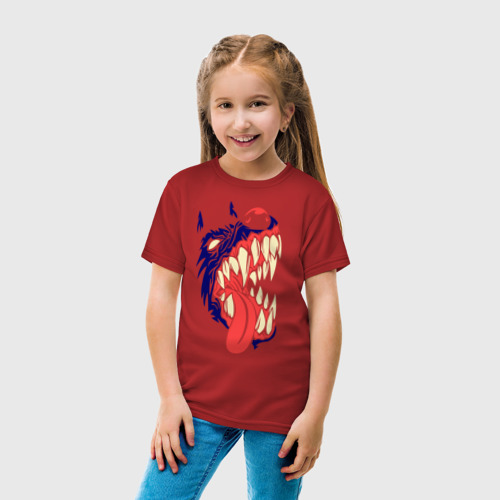 Детская футболка хлопок Пасть злой собаки, цвет красный - фото 5