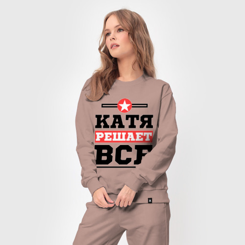 Женский костюм хлопок Катя решает все, цвет пыльно-розовый - фото 5