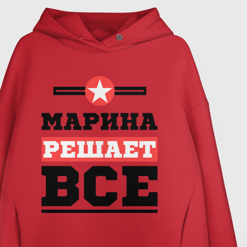 Женское худи Oversize хлопок Марина решает все, цвет красный - фото 3