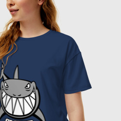 Женская футболка хлопок Oversize Акула улыбается - фото 2