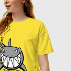 Женская футболка хлопок Oversize Акула улыбается - фото 2