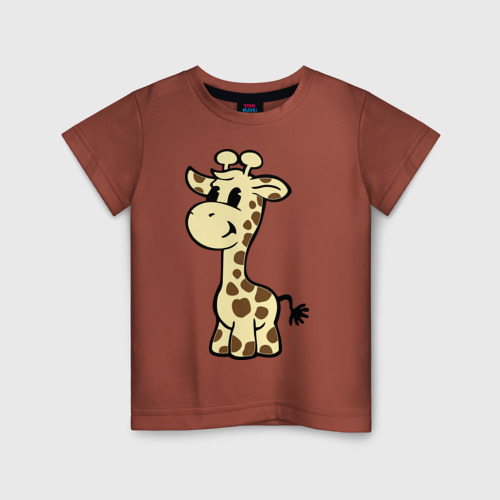 Детская футболка хлопок Жираф, цвет кирпичный