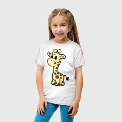 Футболка с принтом Жираф для ребенка, вид на модели спереди №3. Цвет основы: белый